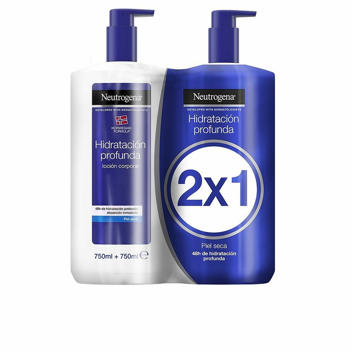 Feuchtigkeitsspendende Körperlotion Neutrogena Trockene Haut schnappschuss Absorption (2 x 750 ml)