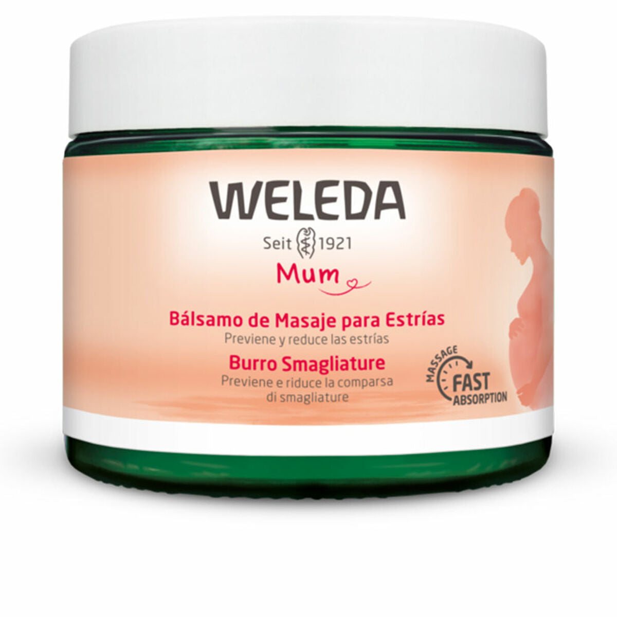 Feuchtigkeitsspendendes Körperbalsam Weleda Mum Massage Antistreifen 150 ml