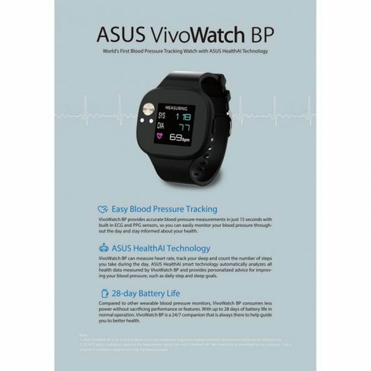 Smartwatch Asus VivoWatch BP Schwarz