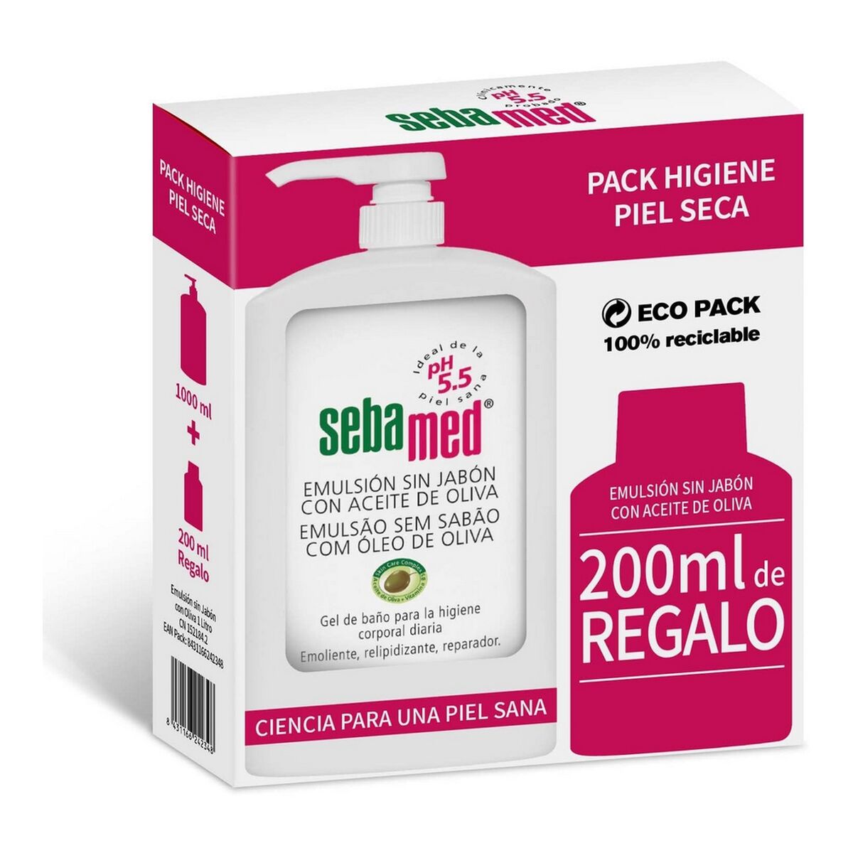 Hygiene-Set Sebamed Emulsión Sin Jabón Gel De Baño Con Aceite De Oliva Lote Badelotion ohne Seife Olivenöl 2 Stücke (2 pcs)