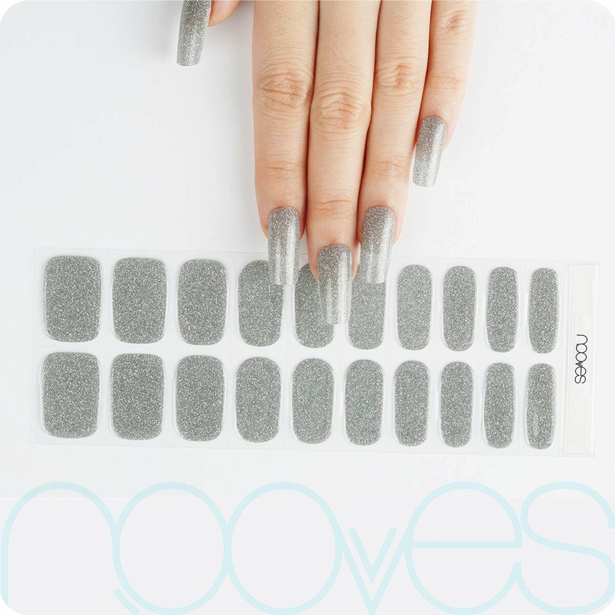 Gel-Nagel-Folien Nooves Glitter grey (20 Stück)