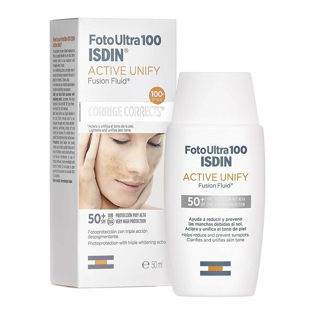 Sonnenschutzcreme für das Gesicht Isdin Foto Ultra 100 Active Unify Antifleckenbehandlung Spf 50+ (50 ml)